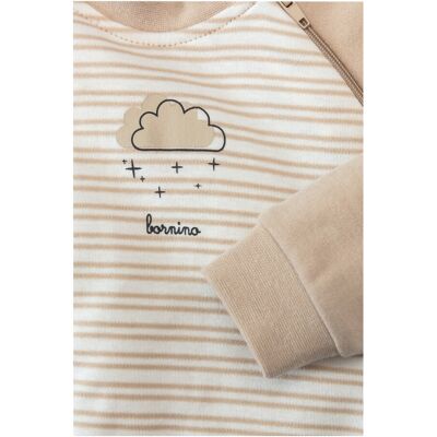 Bornino Schlafoverall beige weiss mehrfarbig Bornino Schlafoverall beige weiss mehrfarbig
