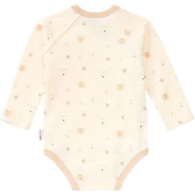Bornino 3er-Pack Wickelbodys langarm Ringel Bär beige Bornino 3er-Pack Wickelbodys langarm Ringel Bär beige
