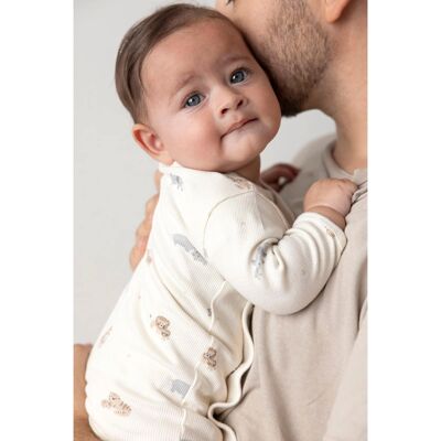 Feetje Overall mit Klappfuß Safari Rippqualität natur mehrfarbig Feetje Overall mit Klappfuß Safari Rippqualität natur mehrfarbig
