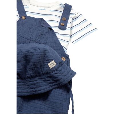 Mayoral 2-tlg. Set T-Shirt und Musselin-Latzhose Ringel blau natur Mayoral 2-tlg. Set T-Shirt und Musselin-Latzhose Ringel blau natur
