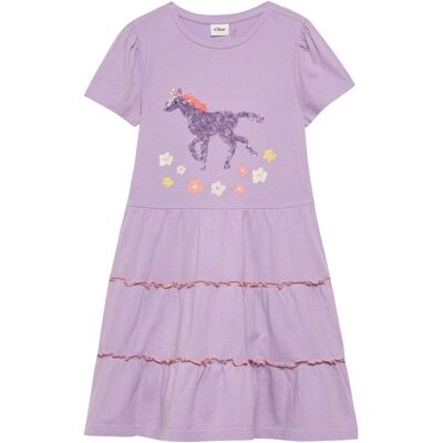 s.Oliver Kleid kurzarm Pferd Rüschen lila s.Oliver Kleid kurzarm Pferd Rüschen lila