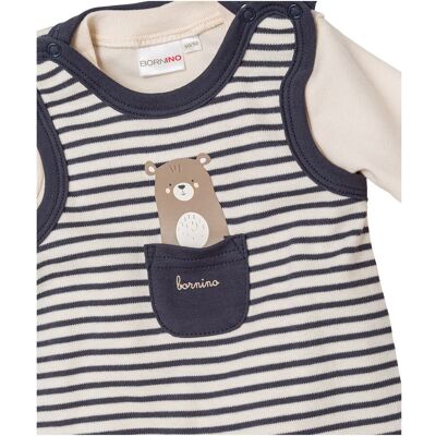 Bornino Strampler-Set 2-tlg. mit Shirt blau natur Bornino Strampler-Set 2-tlg. mit Shirt blau natur
