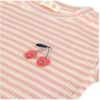 Lässig Shirt langarm Rippqualität Ringel Kirschen Little Gang rosa natur mehrfarbig Lässig Shirt langarm Rippqualität Ringel Kirschen Little Gang rosa natur mehrfarbig