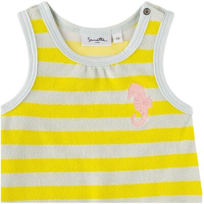 Sanetta Pure Frottee-Kleid ohne Arm Ringel Seepferdchen hellblau gelb mehrfarbig Sanetta Pure Frottee-Kleid ohne Arm Ringel Seepferdchen hellblau gelb mehrfarbig