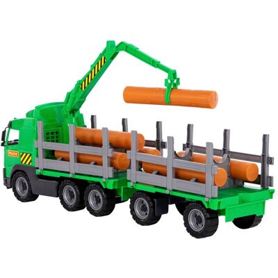 Wader PowerTruck Holzfrachter mit Anhänger gruen Wader PowerTruck Holzfrachter mit Anhänger gruen