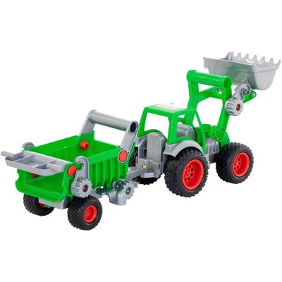Wader Farmer Technic Traktor mit Frontschaufel und Kippanhänger sortiert gruen Wader Farmer Technic Traktor mit Frontschaufel und Kippanhänger sortiert gruen