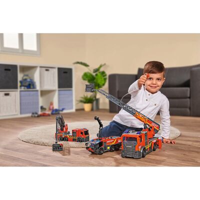 Dickie Toys Feuerwehr Scania mit Drehleiter rot Dickie Toys Feuerwehr Scania mit Drehleiter rot