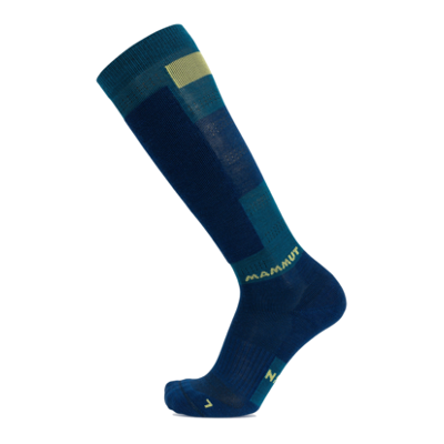 Mammut Warme, atmungsaktive gepolsterte Skisocken Freeski Merino Knee Socks Blau L/42-44 Mammut Warme, atmungsaktive gepolsterte Skisocken Freeski Merino Knee Socks Blau L/42-44
