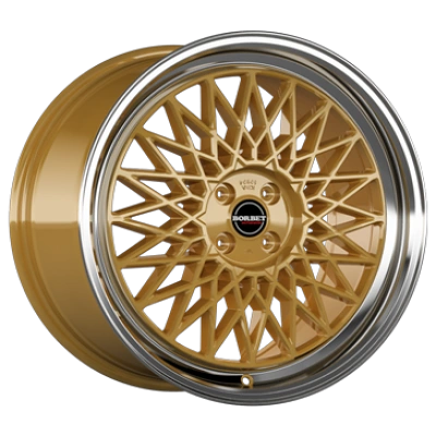Borbet B Gold Rim Polished 7x17 ET 25 4/100 Alufelge Gold Borbet B Gold Rim Polished 7x17 ET 25 4/100 Alufelge Gold