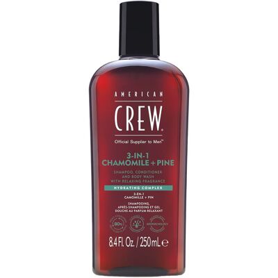American Crew 3-in-1 Kamille & Kiefer Shampoo, Conditioner & Duschgel (250ml) American Crew 3-in-1 Kamille & Kiefer Shampoo, Conditioner & Duschgel (250ml)