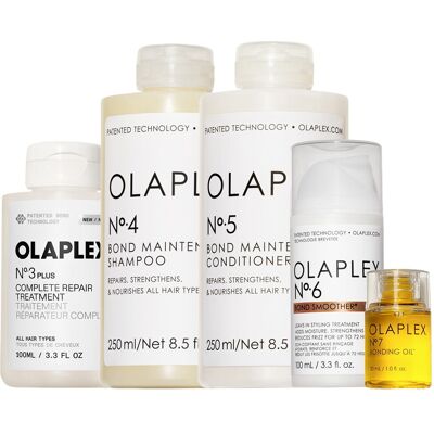 730ml Olaplex Starter Set (No.3PLUS 100ml + No.4 250ml + No.5 250ml + No.6 100ml + No.7 30ml) 730ml Olaplex Starter Set (No.3PLUS 100ml + No.4 250ml + No.5 250ml + No.6 100ml + No.7 30ml)
