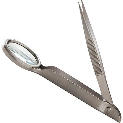 Nippes Pinzette mit Lupe Nippes Pinzette mit Lupe