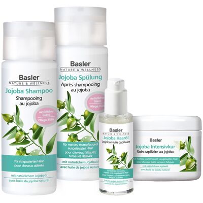 575ml basler Jojoba Starter Set (Shampoo 200ml + Conditioner 200ml + Intensivkur 125ml + Haaröl 50ml) 575ml basler Jojoba Starter Set (Shampoo 200ml + Conditioner 200ml + Intensivkur 125ml + Haaröl 50ml)