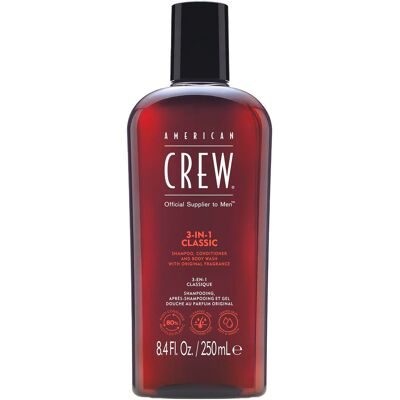 American Crew 3In1 Classic Shampoo, Conditioner & Body Wash 250 ml American Crew 3In1 Classic Shampoo, Conditioner & Body Wash 250 ml