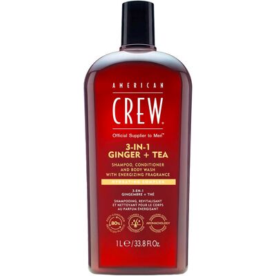 American Crew 3In1 Ginger & Tea Shampoo, Conditioner & Body Wash 1 Liter American Crew 3In1 Ginger & Tea Shampoo, Conditioner & Body Wash 1 Liter