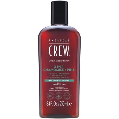 American Crew 3In1 Chamomile & Pine Shampoo, Conditioner & Body Wash 250 ml American Crew 3In1 Chamomile & Pine Shampoo, Conditioner & Body Wash 250 ml