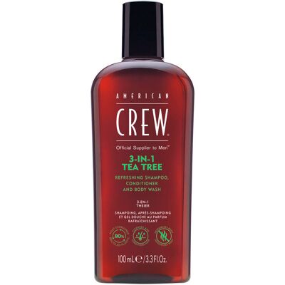 American Crew 3In1 Tea Tree Shampoo, Conditioner & Body Wash 100 ml American Crew 3In1 Tea Tree Shampoo, Conditioner & Body Wash 100 ml