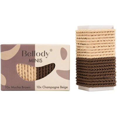 20 Stück Bellody Minis Haargummis Mocha Brown/Champagne Beige 20 Stück Bellody Minis Haargummis Mocha Brown/Champagne Beige