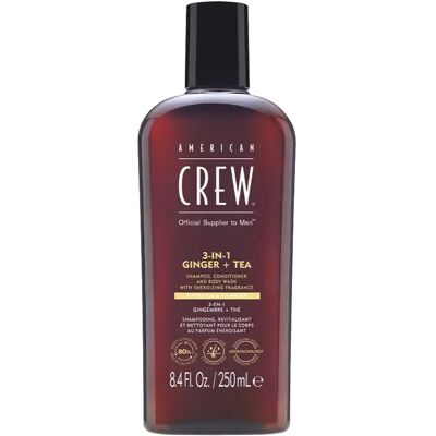 American Crew 3-in-1 Ingwer + Tee Shampoo, Conditioner und Duschgel (250ml) American Crew 3-in-1 Ingwer + Tee Shampoo, Conditioner und Duschgel (250ml)