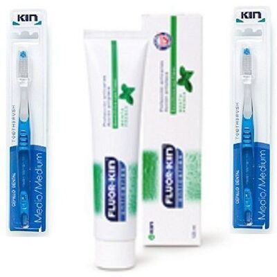 Kin Paste 125 ml + 2 x 1 Medium Brush Free Pack 125 gr Kin Paste 125 ml + 2 x 1 Medium Brush Free Pack 125 gr