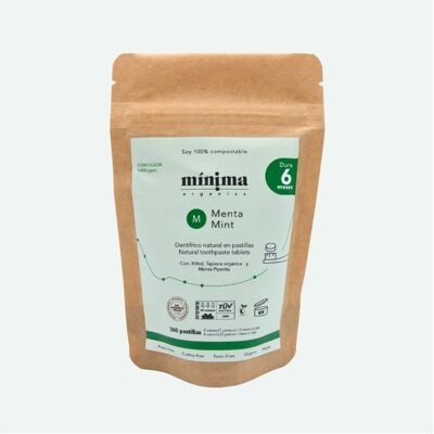 Mínima Organics Mint Fluorid-Zahnpastatabletten, Nachfüllbeutel, 360 Mínima Organics Mint Fluorid-Zahnpastatabletten, Nachfüllbeutel, 360