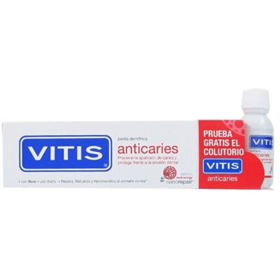 Vitis Antikaries-Zahnpasta 100 ml + Mundwasser 30 ml Vitis Antikaries-Zahnpasta 100 ml + Mundwasser 30 ml