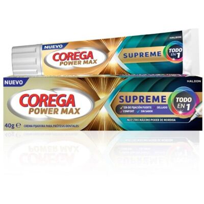 Corega Power Max Supreme Zahnpasta und Fixierer - Prothesenpflege Corega Power Max Supreme Zahnpasta und Fixierer - Prothesenpflege