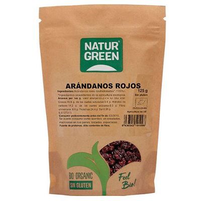 Naturgreen Dehydrierte ökologische rote Preiselbeeren 125g 125 gr Naturgreen Dehydrierte ökologische rote Preiselbeeren 125g 125 gr