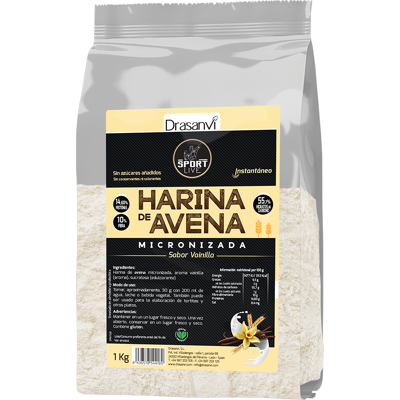 Drasanvi Vanille Geschmack Haferflocken - Sport Live 1kg Drasanvi Vanille Geschmack Haferflocken - Sport Live 1kg