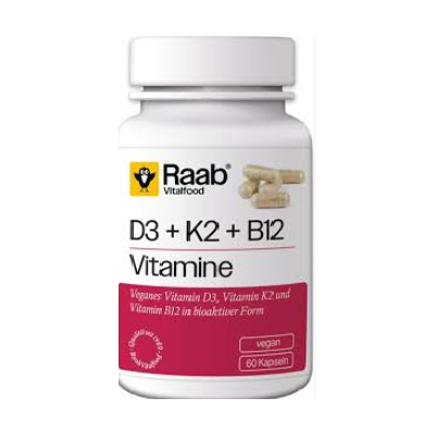 Raab Vitalfood Vitamin D3+K2+B12 460 mg 60 Kapseln Raab Vitalfood Vitamin D3+K2+B12 460 mg 60 Kapseln