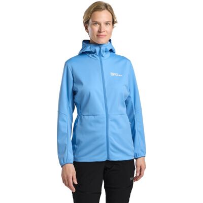 Softshelljacke JACK WOLFSKIN "FELDBERG HOODY W", Damen, Gr. XL, blau (mid blau), Obermaterial: 100% Polyester, Jacken Softshelljacke, für Wandern und Trekking, winddicht, wasserabweisend, atmungsaktiv Softshelljacke JACK WOLFSKIN "FELDBERG HOODY W", Damen, Gr. XL, blau (mid blau), Obermaterial: 100% Polyester, Jacken Softshelljacke, für Wandern und Trekking, winddicht, wasserabweisend, atmungsaktiv
