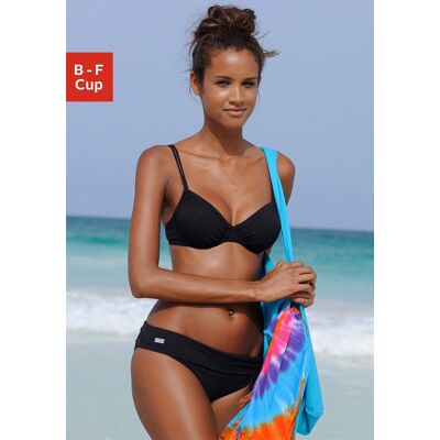 Bügel-Bikini-Top BUFFALO "Happy", Damen, Gr. 38, Cup B, schwarz, Microfaser, Polyamid, unifarben, Bikini-Oberteile Bügel-Bikini-Top, seitlich zu raffen Bügel-Bikini-Top BUFFALO "Happy", Damen, Gr. 38, Cup B, schwarz, Microfaser, Polyamid, unifarben, Bikini-Oberteile Bügel-Bikini-Top, seitlich zu raffen