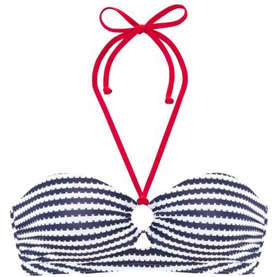 Bandeau-Bikini-Top S.OLIVER "Elain", Damen, Gr. 42, Cup A/B, blau (marine, weiß), Recycling-Polyamid, geringelt, Bikini-Oberteile Bandeau-Bikini-Top, mit kontrastfarbigem Zierring Bandeau-Bikini-Top S.OLIVER "Elain", Damen, Gr. 42, Cup A/B, blau (marine, weiß), Recycling-Polyamid, geringelt, Bikini-Oberteile Bandeau-Bikini-Top, mit kontrastfarbigem Zierring