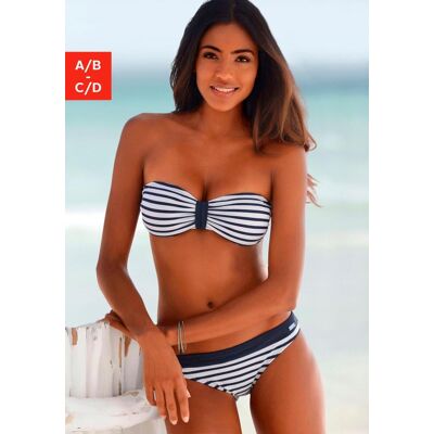 Bandeau-Bikini-Top VENICE BEACH "Summer", Damen, Gr. 34, Cup A/B, bunt (weiß, marine, gestreift), Xtra Life LYCRA, bedruckt, geblümt, gemustert, gestreift, Bikini-Oberteile Bandeau-Bikini-Top, mit kontrastfarbener Schlaufe Bandeau-Bikini-Top VENICE BEACH "Summer", Damen, Gr. 34, Cup A/B, bunt (weiß, marine, gestreift), Xtra Life LYCRA, bedruckt, geblümt, gemustert, gestreift, Bikini-Oberteile Bandeau-Bikini-Top, mit kontrastfarbener Schlaufe