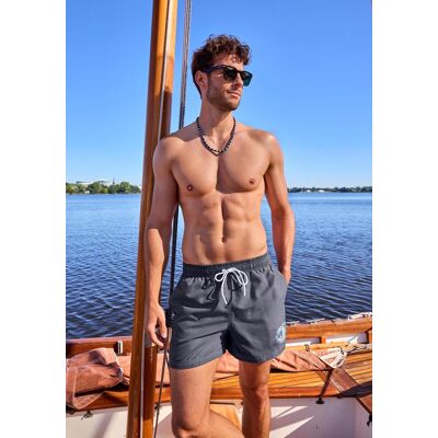 Badeshorts JOHN DEVIN, Herren, Gr. XXL, N-Gr, rauchblau, Microfaser, Microfaser, unifarben, Badehosen Badeshorts, mit platziertem Druck Badeshorts JOHN DEVIN, Herren, Gr. XXL, N-Gr, rauchblau, Microfaser, Microfaser, unifarben, Badehosen Badeshorts, mit platziertem Druck