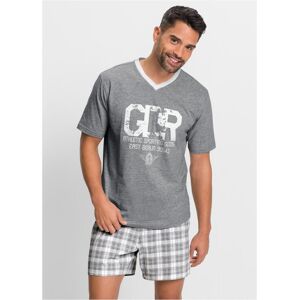 Shorty BONPRIX, Herren, Gr. 52/54 (L), grau (grau meliert, weiß), Jersey, Obermaterial: 70% Baumwolle, 30% Viskose, bedruckt, kariert, meliert, unifarben, Basic normal, V-Ausschnitt, Homewear-Sets Shorty, bequeme Passform, mit elastischem Gummibund, im Ca Shorty BONPRIX, Herren, Gr. 52/54 (L), grau (grau meliert, weiß), Jersey, Obermaterial: 70% Baumwolle, 30% Viskose, bedruckt, kariert, meliert, unifarben, Basic normal, V-Ausschnitt, Homewear-Sets Shorty, bequeme Passform, mit elastischem Gummibund, im Ca