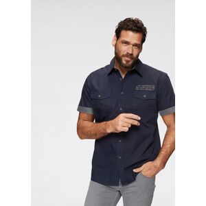 Kurzarmhemd MAN'S WORLD, Herren, Gr. 5XL (51/52), N-Gr, blau (dunkelblau), Obermaterial: 100% Baumwolle, bestickt, comfort fit, Hemden Kurzarmhemd, mit kontrastfarbener Stickerei Kurzarmhemd MAN'S WORLD, Herren, Gr. 5XL (51/52), N-Gr, blau (dunkelblau), Obermaterial: 100% Baumwolle, bestickt, comfort fit, Hemden Kurzarmhemd, mit kontrastfarbener Stickerei