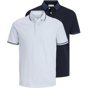 Poloshirt JACK & JONES "JJEPAULOS Slim Fit, sportlich-elegant, mit Stickerei und Knopfleiste", Herren, Gr. M, schwarz navy pack:schwarz navy (slim), celestial blau, Jersey, Obermaterial: 100% Baumwolle, unifarben mit Farbeinsatz, slim fit normal, ohne Aus Poloshirt JACK & JONES "JJEPAULOS Slim Fit, sportlich-elegant, mit Stickerei und Knopfleiste", Herren, Gr. M, schwarz navy pack:schwarz navy (slim), celestial blau, Jersey, Obermaterial: 100% Baumwolle, unifarben mit Farbeinsatz, slim fit normal, ohne Aus