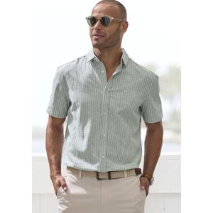 Kurzarmhemd JOHN DEVIN "in Leinenoptik", Herren, Gr. XL (43/44), N-Gr, grün (grün, weiß, gestreift), Web, Obermaterial: 100% Baumwolle, gestreift, regular fit, Rundhals, abgesteppte Kante, Hemden Kurzarmhemd, Streifenhemd aus reiner Baumwolle, regular-fit Kurzarmhemd JOHN DEVIN "in Leinenoptik", Herren, Gr. XL (43/44), N-Gr, grün (grün, weiß, gestreift), Web, Obermaterial: 100% Baumwolle, gestreift, regular fit, Rundhals, abgesteppte Kante, Hemden Kurzarmhemd, Streifenhemd aus reiner Baumwolle, regular-fit