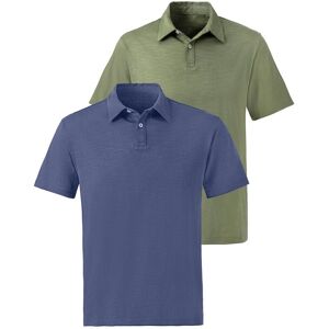 Poloshirt JOHN DEVIN "mit Slub-Garn Struktur", Herren, Gr. M (48/50), grün (khaki, blau), Jersey, Obermaterial: 100% Baumwolle, unifarben, bequem normal, Rundhals, abgesteppte Kante, Shirts Poloshirt, aus leichter, strukturierter Baumwollqualität - im 2er Poloshirt JOHN DEVIN "mit Slub-Garn Struktur", Herren, Gr. M (48/50), grün (khaki, blau), Jersey, Obermaterial: 100% Baumwolle, unifarben, bequem normal, Rundhals, abgesteppte Kante, Shirts Poloshirt, aus leichter, strukturierter Baumwollqualität - im 2er