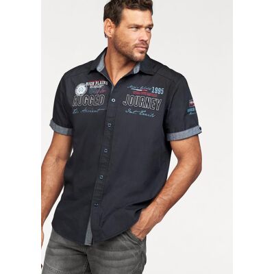 Kurzarmhemd MAN'S WORLD, Herren, Gr. XL (43/44), N-Gr, blau (nachtblau), Obermaterial: 100% Baumwolle, bedruckt, bequem, mit Knopf Umschlagbund, Hemden Kurzarmhemd, mit Print und Aufnähern Kurzarmhemd MAN'S WORLD, Herren, Gr. XL (43/44), N-Gr, blau (nachtblau), Obermaterial: 100% Baumwolle, bedruckt, bequem, mit Knopf Umschlagbund, Hemden Kurzarmhemd, mit Print und Aufnähern