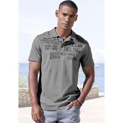 Poloshirt JOHN DEVIN "mit Print", Herren, Gr. L (52/54), grün (salbei), Slub, Obermaterial: 100% Baumwolle, bedruckt, regular fit, Rundhals, abgesteppte Kante, Shirts Poloshirt, Regular-Fit, aus Slub-Qualität, mit Print Poloshirt JOHN DEVIN "mit Print", Herren, Gr. L (52/54), grün (salbei), Slub, Obermaterial: 100% Baumwolle, bedruckt, regular fit, Rundhals, abgesteppte Kante, Shirts Poloshirt, Regular-Fit, aus Slub-Qualität, mit Print