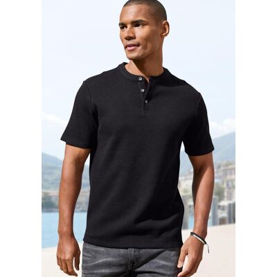 T-Shirt JOHN DEVIN "Kurzarm-Poloshirt aus Struktur-Qualität", Herren, Gr. S (44/46), schwarz, Obermaterial: 83% Baumwolle, 16% Polyester, 1% Elasthan, Strukturmuster, regular fit normal, Rundhals, abgesteppte Kante, Shirts T-Shirt, mit modischem Stehkrage T-Shirt JOHN DEVIN "Kurzarm-Poloshirt aus Struktur-Qualität", Herren, Gr. S (44/46), schwarz, Obermaterial: 83% Baumwolle, 16% Polyester, 1% Elasthan, Strukturmuster, regular fit normal, Rundhals, abgesteppte Kante, Shirts T-Shirt, mit modischem Stehkrage