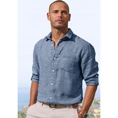 Leinenhemd JOHN DEVIN "Langarmhemd", Herren, Gr. XL (43/44), N-Gr, blau (navy), Leinenmischung, Obermaterial: 55% Leinen, 45% Baumwolle, regular fit normal, Rundhals, 2-Knopf-Manschette, Hemden Leinenhemd, Luftiges Freizeithemd mit Krempelfunktion Leinenhemd JOHN DEVIN "Langarmhemd", Herren, Gr. XL (43/44), N-Gr, blau (navy), Leinenmischung, Obermaterial: 55% Leinen, 45% Baumwolle, regular fit normal, Rundhals, 2-Knopf-Manschette, Hemden Leinenhemd, Luftiges Freizeithemd mit Krempelfunktion