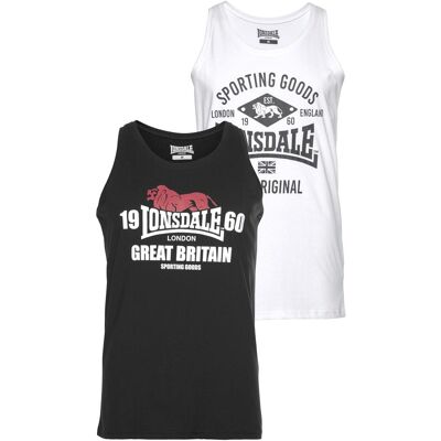 Tanktop LONSDALE "BIGGIN", Herren, Gr. 5XL (60), schwarz-weiss (weiß, schwarz), Single Jersey, Obermaterial: 100% Baumwolle, unifarben, schmal, Rundhals, Tops Tanktop Tanktop LONSDALE "BIGGIN", Herren, Gr. 5XL (60), schwarz-weiss (weiß, schwarz), Single Jersey, Obermaterial: 100% Baumwolle, unifarben, schmal, Rundhals, Tops Tanktop