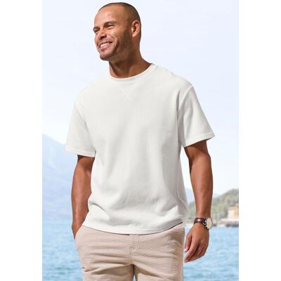T-Shirt JOHN DEVIN, Herren, Gr. XXXL, weiss (sanftes weiß), Obermaterial: 97% Baumwolle, 3% Elasthan, unifarben, regular fit, Rundhals, abgesteppte Kante, Shirts T-Shirt, modische Strukturware aus Baumwoll-Elasthan-Qualität T-Shirt JOHN DEVIN, Herren, Gr. XXXL, weiss (sanftes weiß), Obermaterial: 97% Baumwolle, 3% Elasthan, unifarben, regular fit, Rundhals, abgesteppte Kante, Shirts T-Shirt, modische Strukturware aus Baumwoll-Elasthan-Qualität