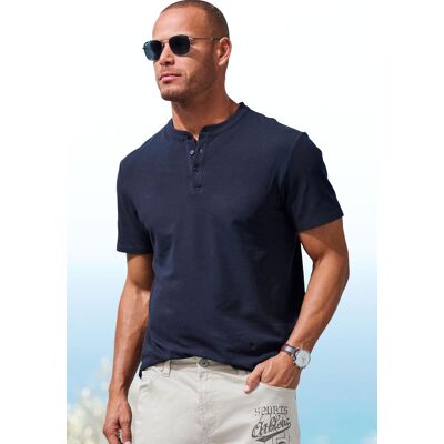 Henleyshirt JOHN DEVIN "mit Stehkragen", Herren, Gr. XXL (60/62), blau (navy), Piqué, Obermaterial: 100% Baumwolle, unifarben, regular fit normal, Rundhals, abgesteppte Kante, Shirts Henleyshirt, Regular-Fit, aus Baumwoll-Piqué Henleyshirt JOHN DEVIN "mit Stehkragen", Herren, Gr. XXL (60/62), blau (navy), Piqué, Obermaterial: 100% Baumwolle, unifarben, regular fit normal, Rundhals, abgesteppte Kante, Shirts Henleyshirt, Regular-Fit, aus Baumwoll-Piqué