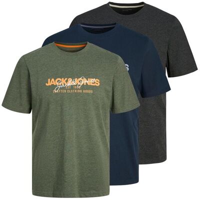 Kurzarmshirt JACK & JONES "JJALVIS TEE SS CREW NECK 3PK MP", Herren, Gr. M, grün (kombu grün pack:big with navyblazer, schwarz), Jersey, Obermaterial: 100% Baumwolle, bedruckt, normal, Rundhals, Shirts Kurzarmshirt Kurzarmshirt JACK & JONES "JJALVIS TEE SS CREW NECK 3PK MP", Herren, Gr. M, grün (kombu grün pack:big with navyblazer, schwarz), Jersey, Obermaterial: 100% Baumwolle, bedruckt, normal, Rundhals, Shirts Kurzarmshirt