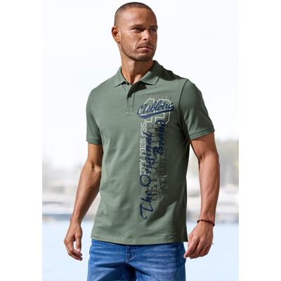 Poloshirt JOHN DEVIN, Herren, Gr. 3XL (64/66), salbei, Piqué, Obermaterial: 100% Baumwolle, regular fit normal, Rundhals, Rippbündchen, Shirts Poloshirt, mit grossem Druck vorn aus Baumwoll-Piqué Poloshirt JOHN DEVIN, Herren, Gr. 3XL (64/66), salbei, Piqué, Obermaterial: 100% Baumwolle, regular fit normal, Rundhals, Rippbündchen, Shirts Poloshirt, mit grossem Druck vorn aus Baumwoll-Piqué