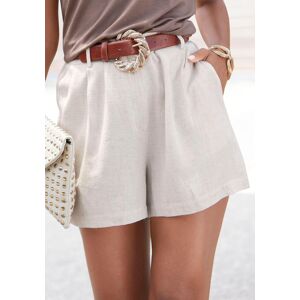 Webshorts LASCANA, Damen, Gr. 36, N-Gr, beige (sand), Web, Obermaterial: 85% Viskose, 15% Leinen, unifarben, figurumspielend kurz, Hosen Webshorts, mit Taschen, Leinenhose, Sommerhose mit Gürtelschlaufen, modisch Webshorts LASCANA, Damen, Gr. 36, N-Gr, beige (sand), Web, Obermaterial: 85% Viskose, 15% Leinen, unifarben, figurumspielend kurz, Hosen Webshorts, mit Taschen, Leinenhose, Sommerhose mit Gürtelschlaufen, modisch
